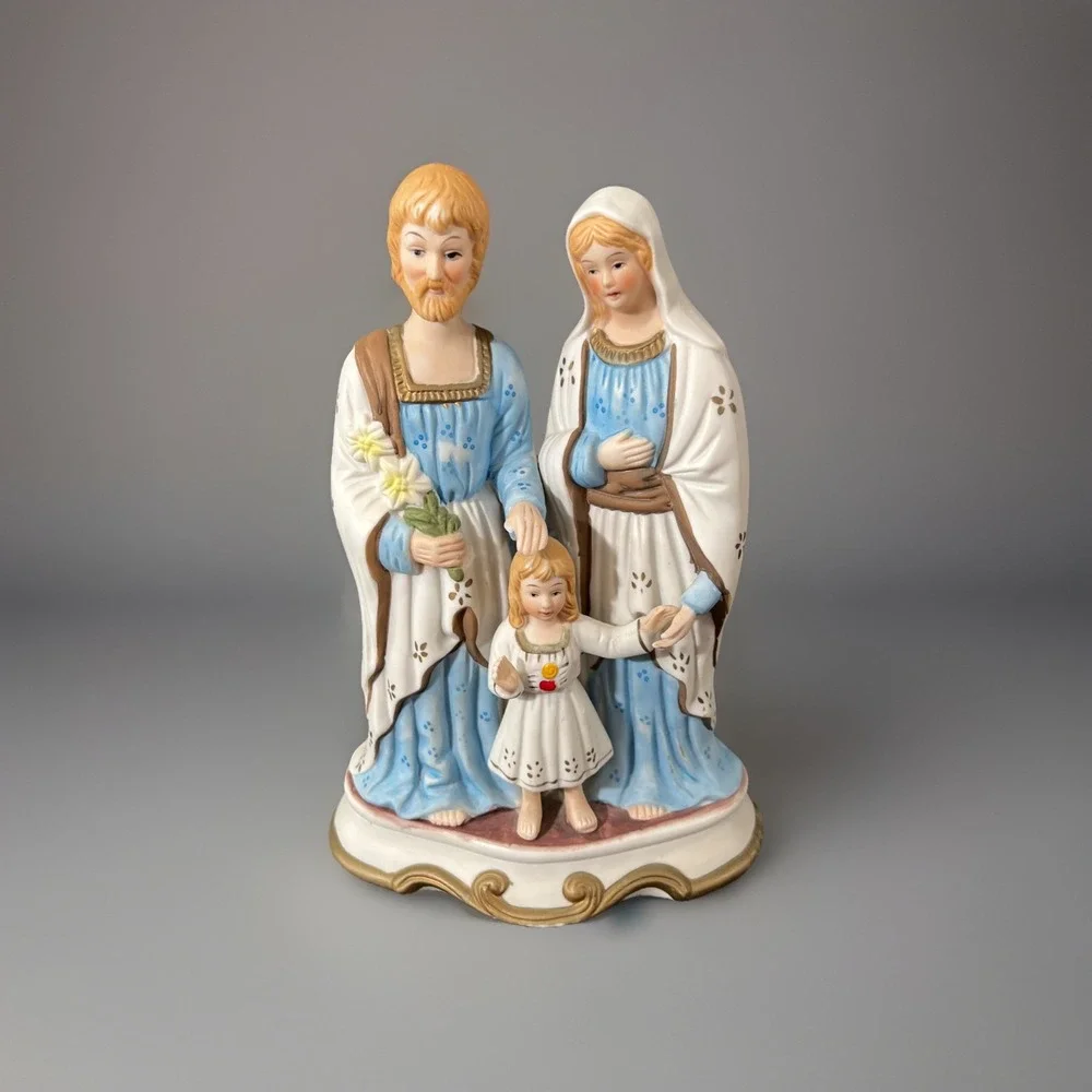 Vintage  Large Holy Family Joseph Mary Baby Jesus‎ Porcelain Statue Holy - Picture 2 of 10